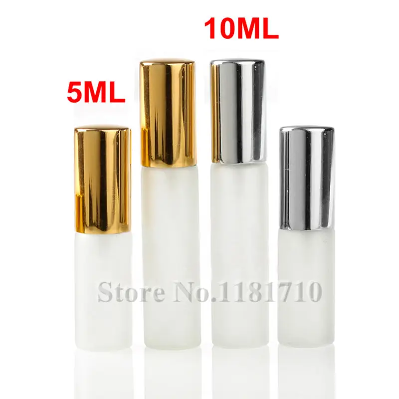 

20pcs/lot 5ML 10ML Frosted Glass Spray Bottle Refillable Perfume Atomizer Mini Sample Test Glass Vials with Gold Silver Cap