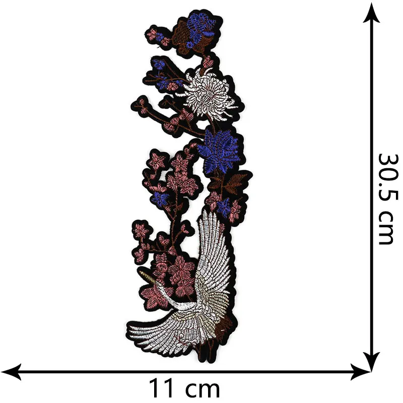 Крылья Ангела журавль Вышивка Патчи железо на передачи для пальто одежда пришить на ремонт отверстие diy ремесло ткань большие нашивки - Цвет: crane