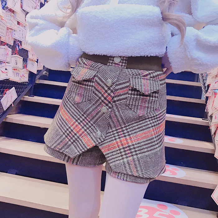 

Princess sweet lolita shorts Bobon21 caution machine special type double double plaid style and shorts waistline tight B1565