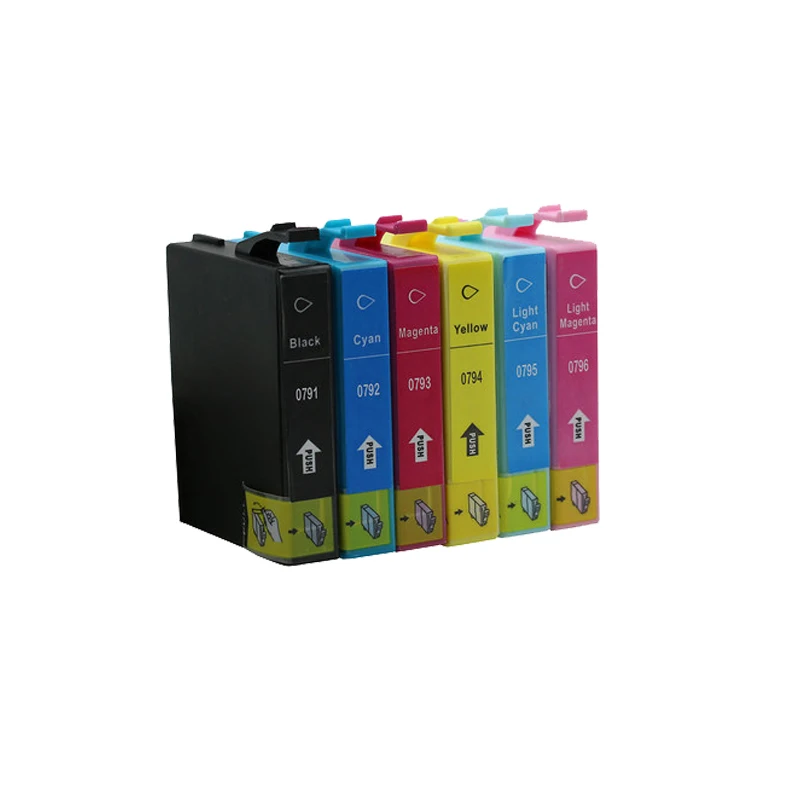 6 шт. чернильный картридж Luocai для Epson T0791 0796 Stylus Photo PX660 P50 PX650 PX700W PX710W PX720WD PX730WD 1500 1400
