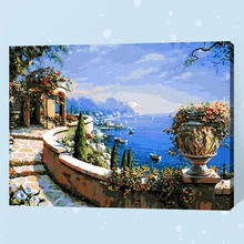 Морской пейзаж масляная живопись по номерам DIY цифровые картины Раскраска по номерам на холсте уникальные подарки украшение дома 40x50