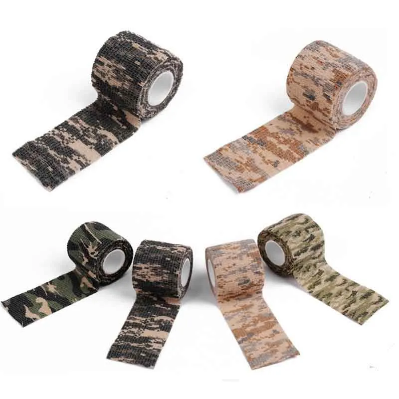 Self-adhesive Camo Stretch Bandage 5CM * 4.5M Tactical Non-woven Protective Camouflage Tape for Rifle Gun Flashlight Camo Tape