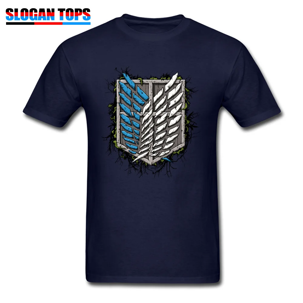 Survey corps Design T Shirt for Men All Cotton Summer/Autumn Tops Shirts Hip hop Sweatshirts Short Sleeve Plain Round Collar Survey corps navy