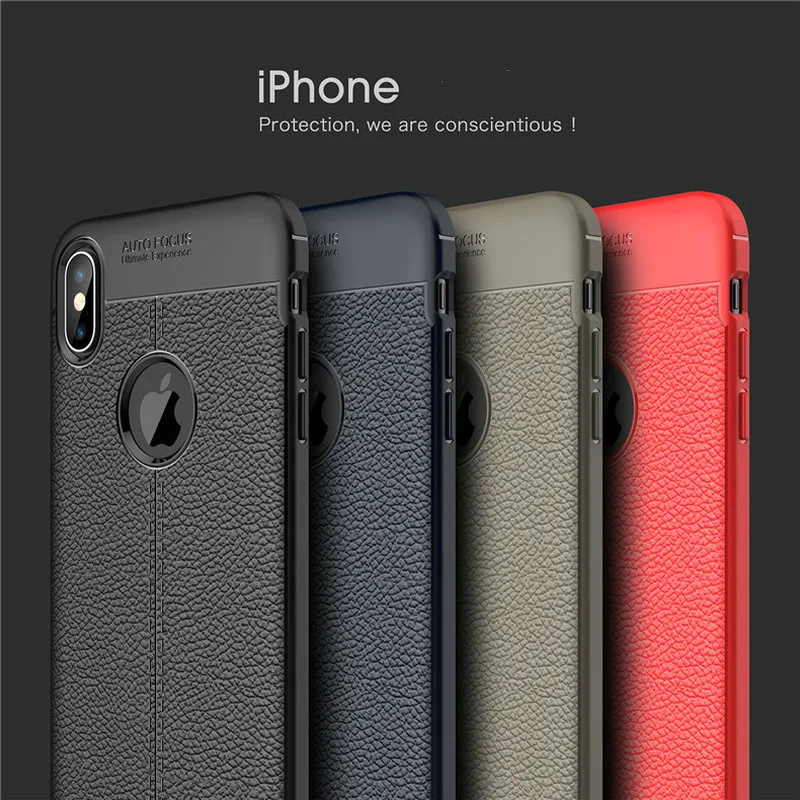 

Applicable for Iphone XS MAX Lychee TPU Mobile Phone Case for Iphone 7plus Business Leather All-inclusive Anti-fall Cover