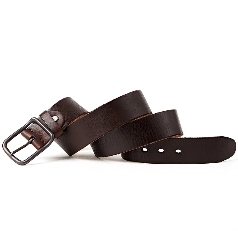 Najtaniej Luksusowy pasek ze skóry naturalnej mężczyźni vintage paski skórzane męskie dżinsy pasek czarny kolor szeroki pasek w pasie czarne stringi