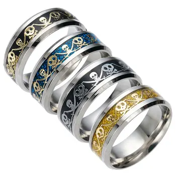 

New Arrive Pirate Captain Skull Logo 316L Stainless Steel Simple Ring Wholesale Top Quality Men Ring Fashion Jewelry