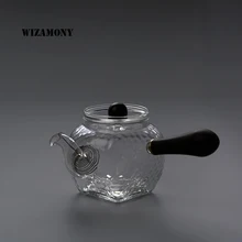 WIZAMONY, высокое боросиликатное стекло, высокая термостойкость, оба сита для чая, боковой чайник, чайный горшок kongfu, чайный набор с длинной ручкой