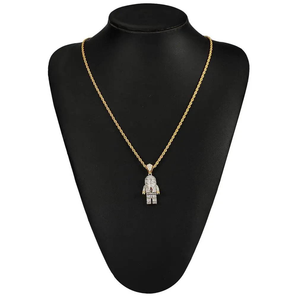 

Hot Men Hip Hop Astronaut Spaceman Pendant Cubic Zirconia Chain Necklace Jewelry