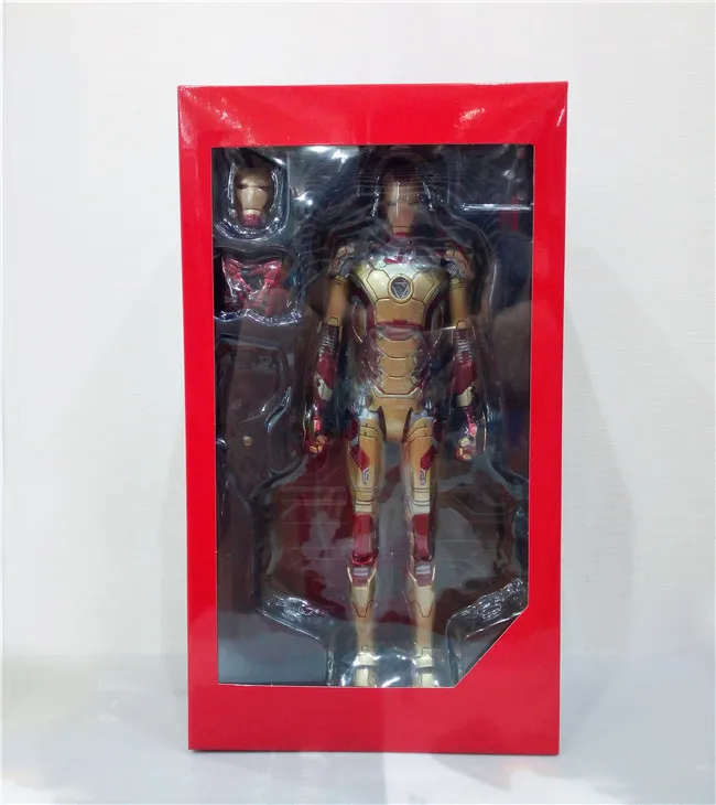 HC HotToys Мстители Железный человек Марк XLII Gloden ПВХ Фигурки игрушки - Цвет: golden with box