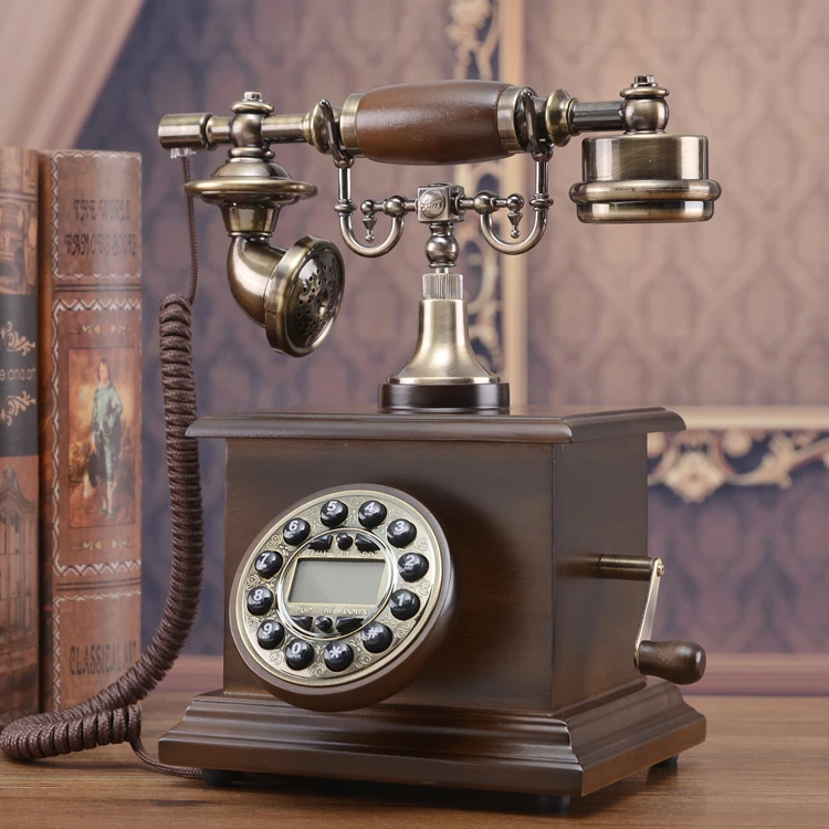 Мода твердой древесины телефон старомодный установлены бытовой старинные телефон Hands-free/с подсветкой идентификаторе вызывающего абонента