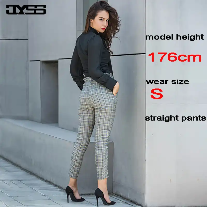 plaid pants with belt