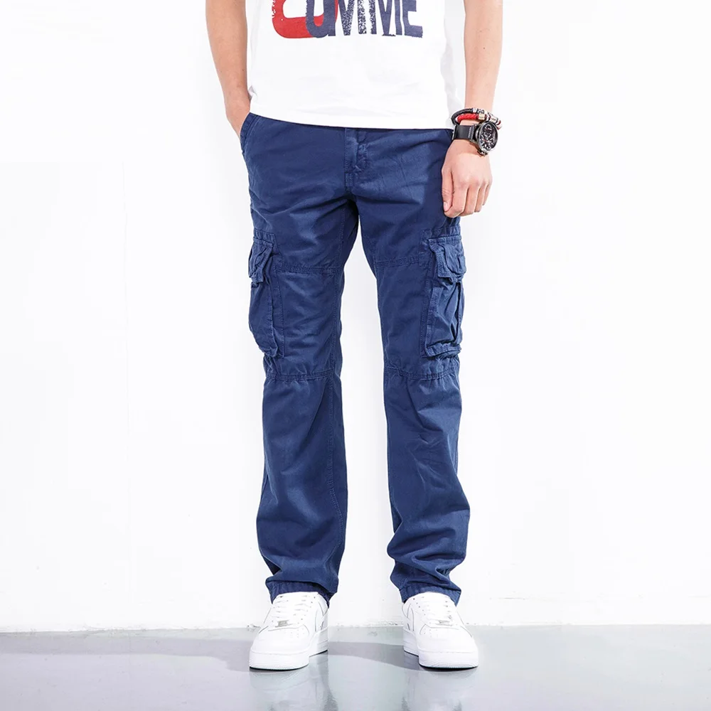  ICPANS Pants Cotton Full Length Khaki Cargo Pants Men Black Army Military Pockets Pants Casual Men 