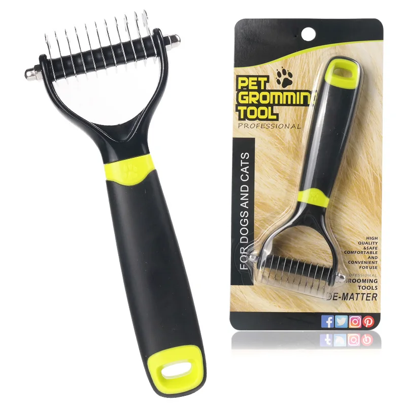 FLOWGOGO Professional Pet Dog Cat Dematting Comb Brush with 2 Sided