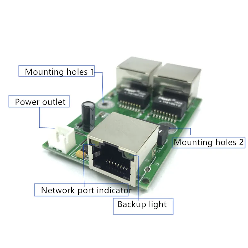 OEM Прямая продажа с фабрики мини Быстрая зарядка 10/100 Мбит/с 3-портовый Ethernet 2 rj45 1 * 8pin головкой Порт локальной сети концентратор