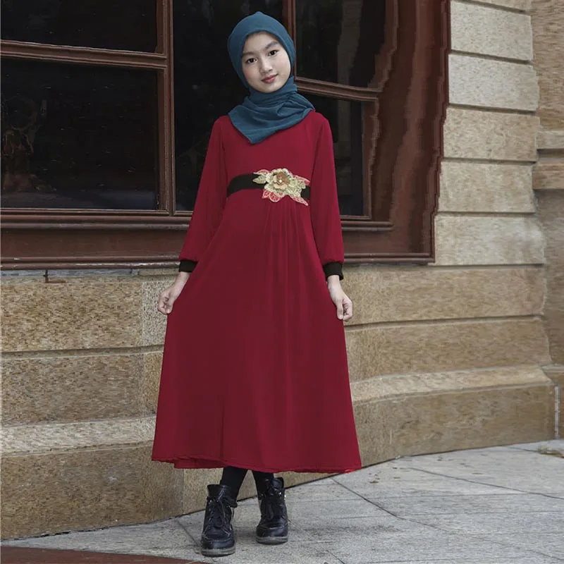 

Traditional Dubai Saudi Arabia robe Fashion Kids Child Abaya Clothing Muslim Dresses for girls Abaya Islamic Children clothes