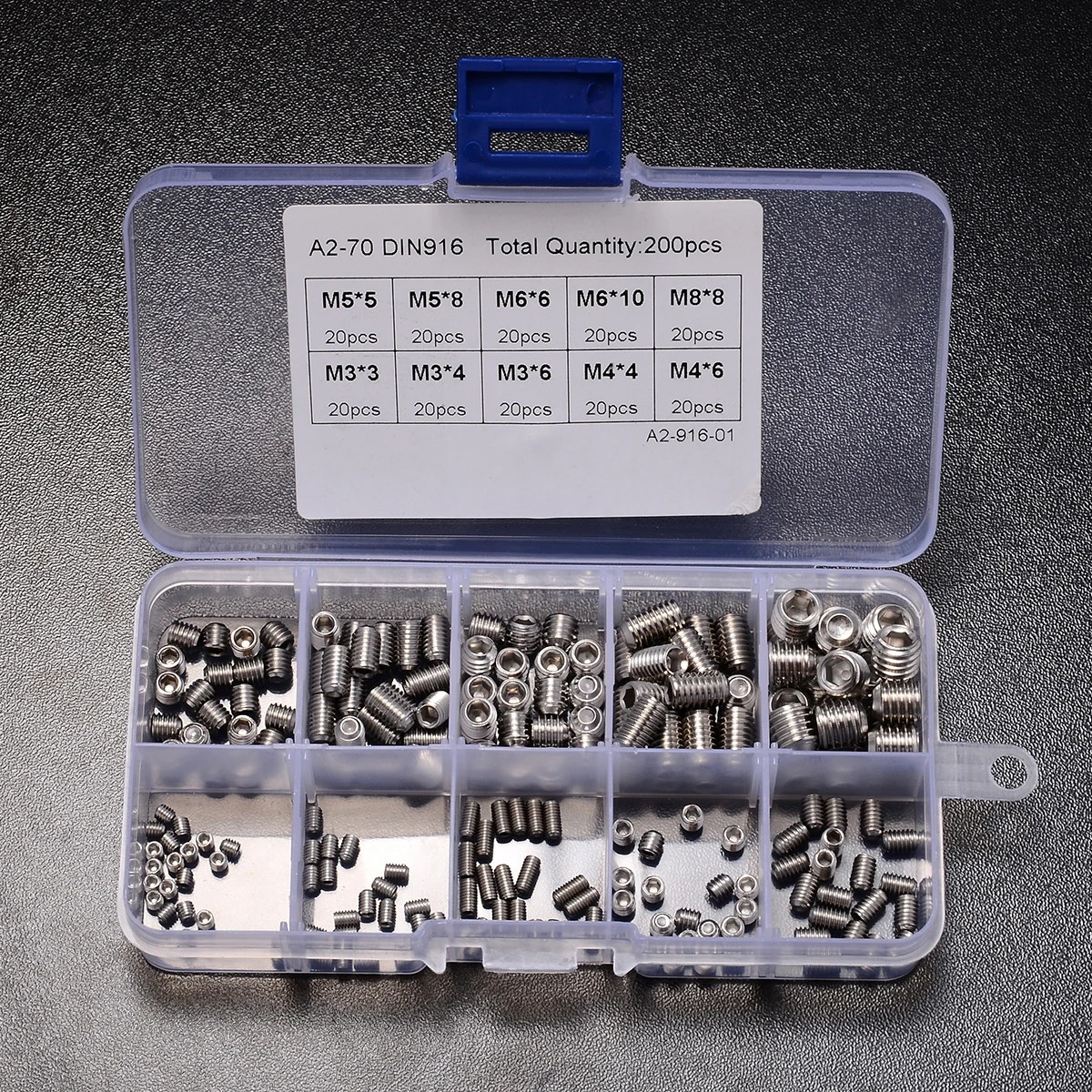 

200pcs M3 M4 M5 M6 M8 Stainless Steel Hex Socket Set Screws Assortment Kit Mayitr Hardware Accessories Repair Tool