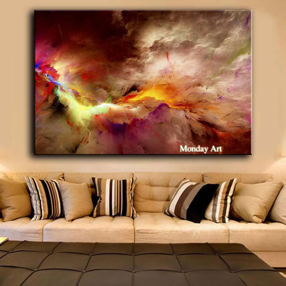 

100% handpainted Abstract Canvas oil Painting Colorful Clouds Wall art Pictures For Living Room restaurant home Decor Frameless