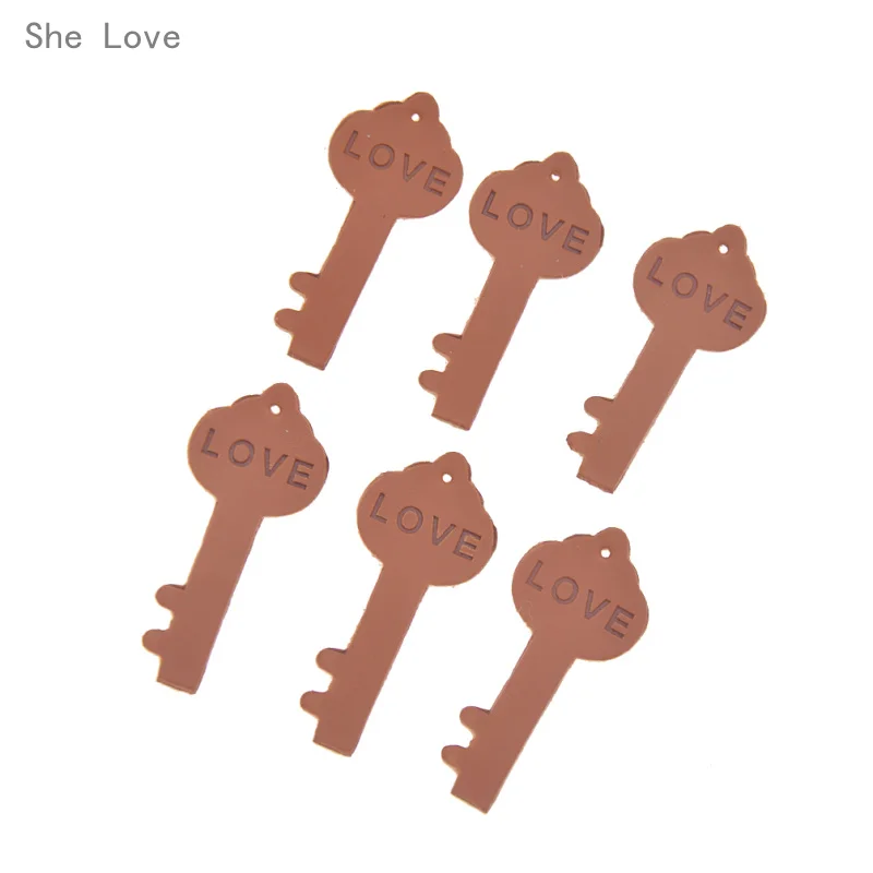 

She Love 20Pcs/lot Love Key Label Printed Hand Made PU Leather Garment Tags For Clothes Diy Sewing Materials