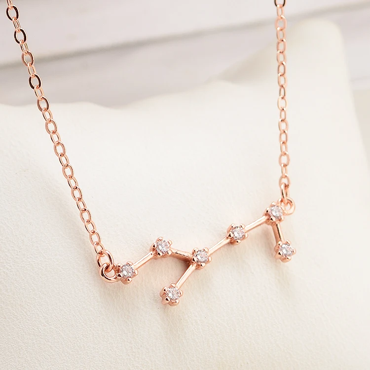 

Rose Gold Virgo 12 Star Zodiac Zircon Horoscope Astrology Galaxy Constellation Sign Necklace Zodiac necklace Constellation