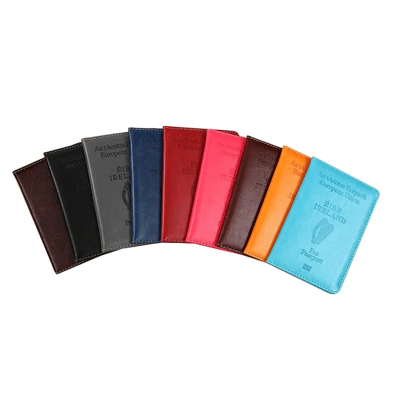 Dikedaku Irish Fashion Multicolored Leather Passport Set Leather Color Passport Protection Clip