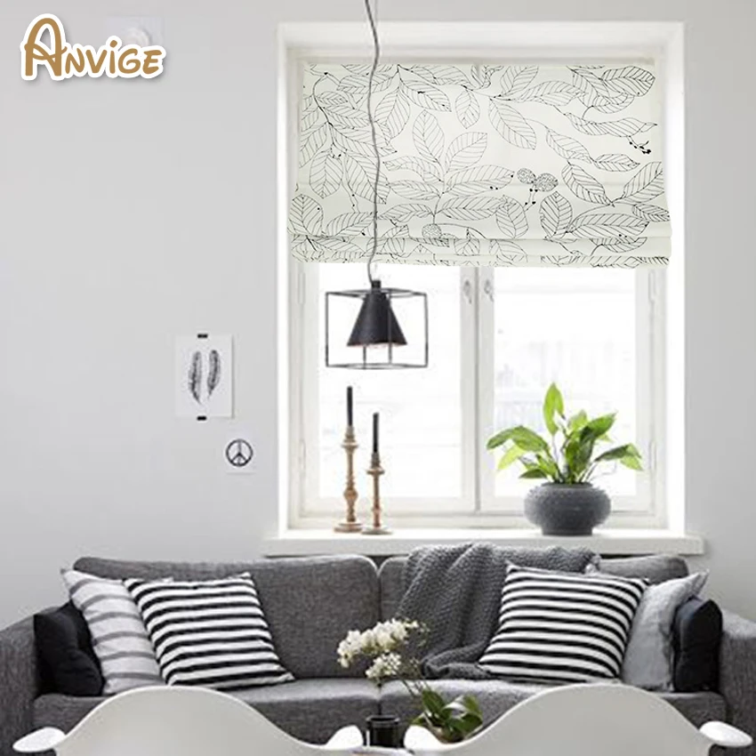 

Anvige Motorized Modern Style High Quality Roman Blinds Window Treatment For Living Room Custom Made Roman Shades Free Shipping