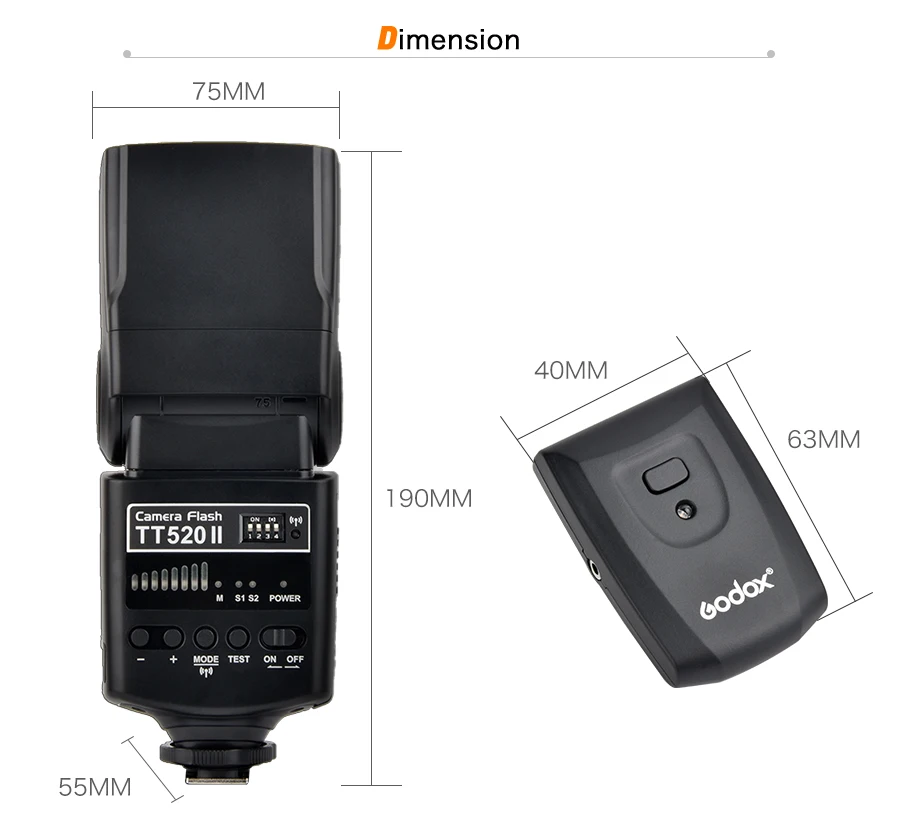 Фонарик Godox TT520 II для камеры Canon TT520II беспроводной Nikon Pentax Olympus DSLR|Фотовспышки| |
