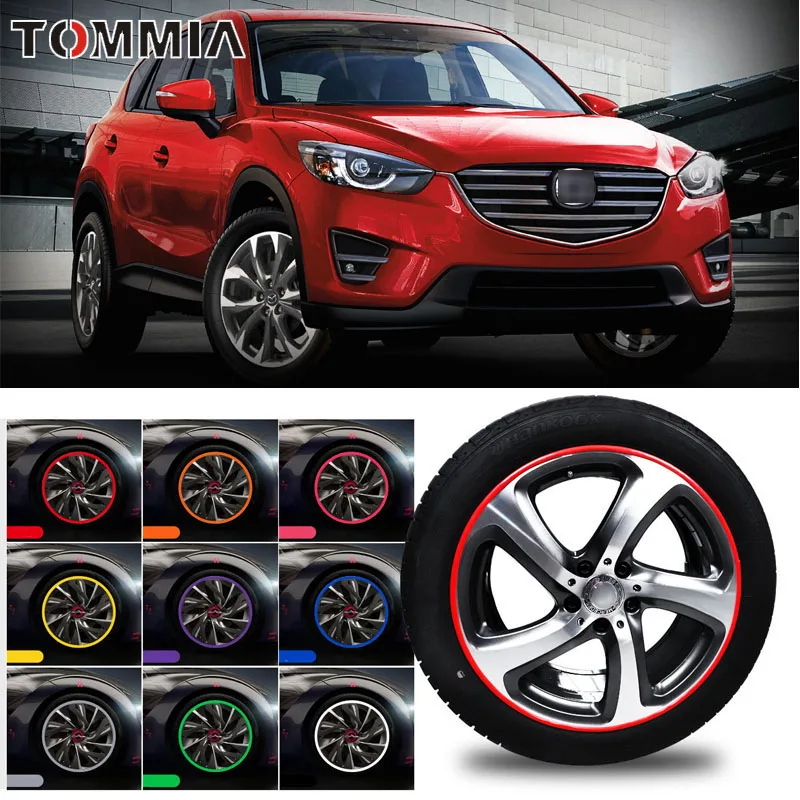 

8M Car Wheel Hub Rim Edge Protector Ring Tire Strip Guard Rubber Decals For Mazda cx-5