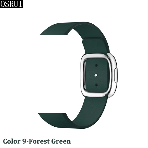 Современный Кожаный ремешок с пряжкой для Apple Watch 42 мм 38 мм 44 мм 40 мм correa iwatch band 4 3 2 1 браслет аксессуары для Apple watch - Цвет ремешка: 9-Forest Green