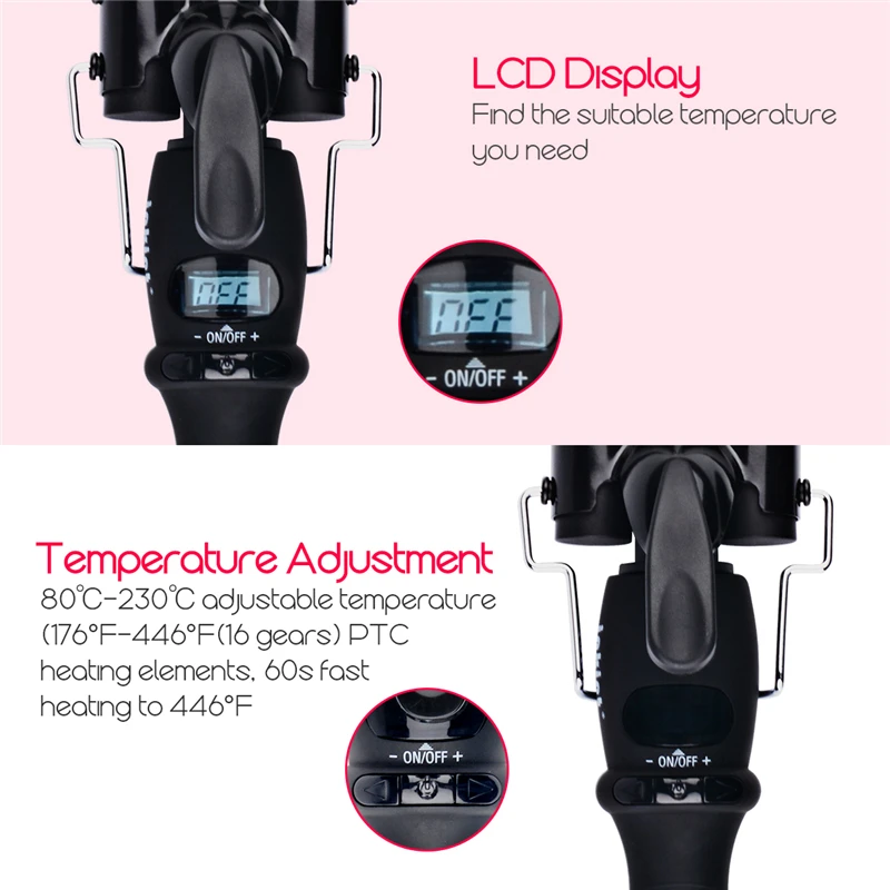 19mm 22mm 25mm LCD Digital Perm Ceramic Triple Barrels Deep Curler Wave Curly Hair Waver Roller Fas