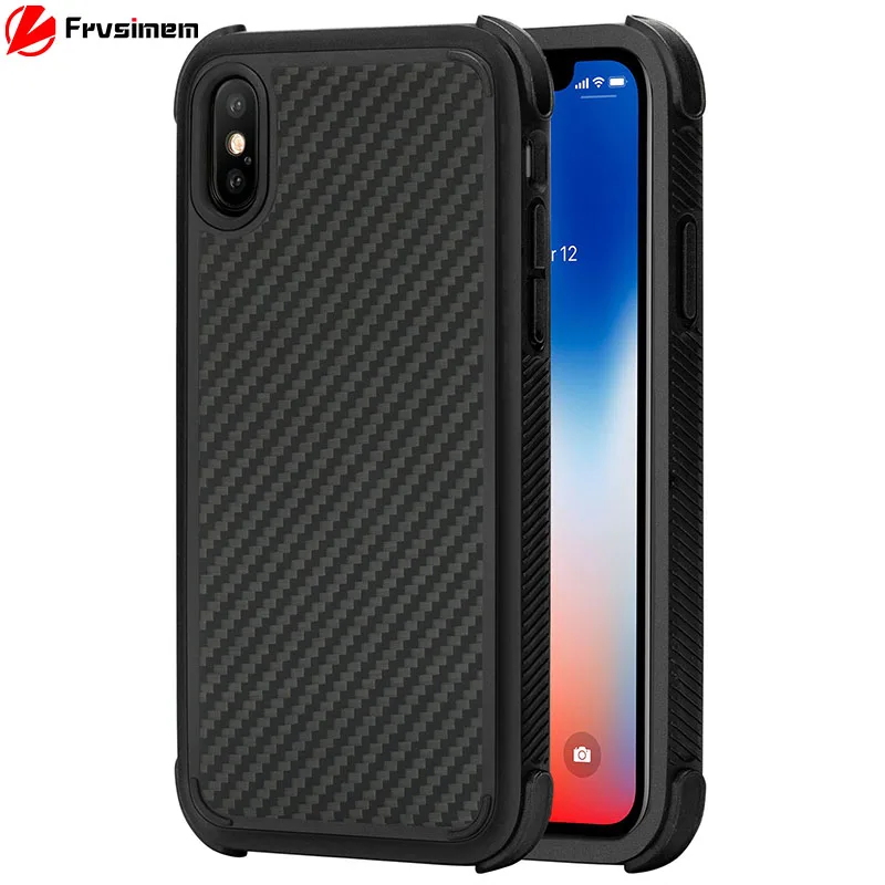 Ударопрочный сверхпрочный Чехол-сумка для iPhone XS Max X XR из мягкого углеродного