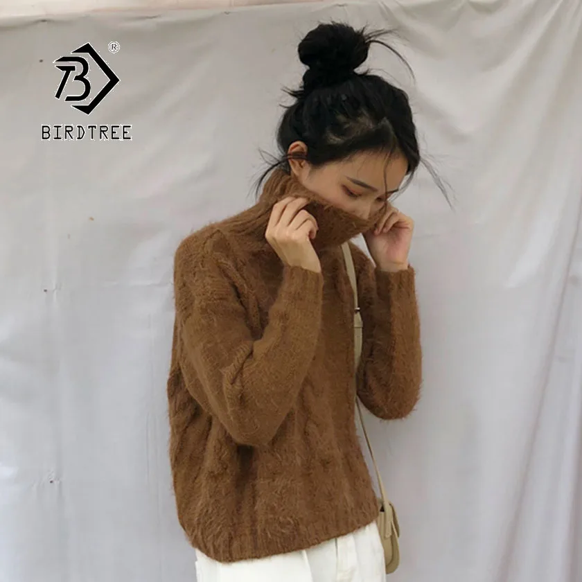 

2019 Autumn Winter New Women’s Short Pullovers Sweater Twist Design Turtleneck Full Sleeve Korean Female Fashion Tops T97303D