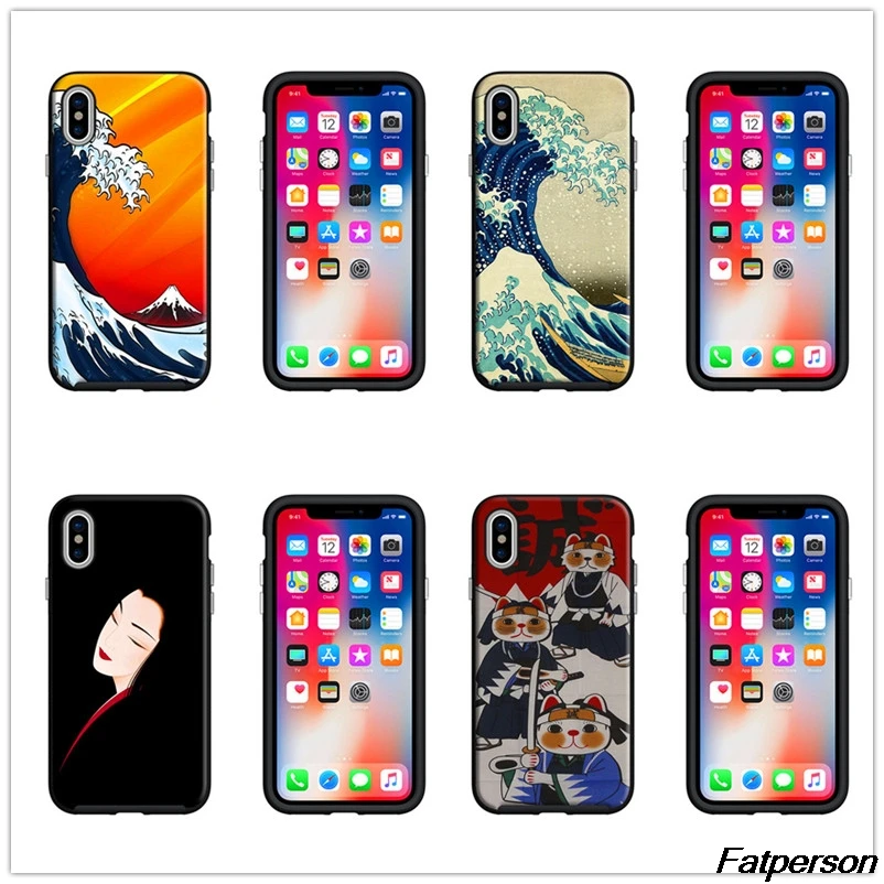 cartoon Wave Art Japanese Black soft Silicone TPU Phone Case Cover Shell For Apple iPhone X 6s 6 7 8 8plus 5 5s SE Coque cases | Мобильные