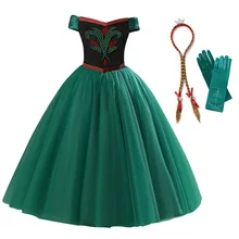 Платье принцессы Анны для девочек; детский маскарадный костюм Анны и Эльзы без рукавов с бисером; нарядное платье на Хэллоуин и День рождения; одежда