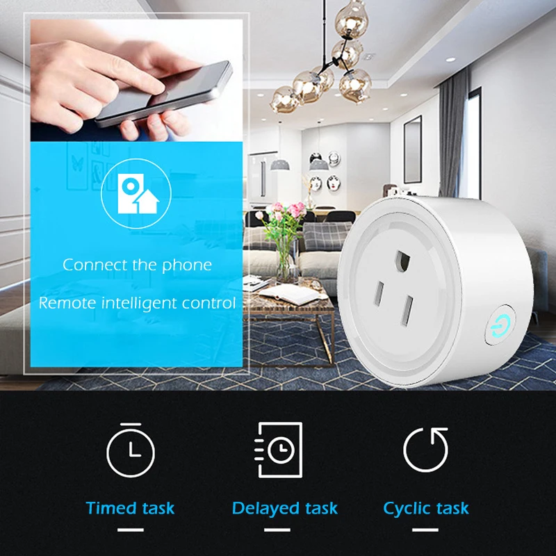 Умный Выключатель питания с американской вилкой Wi Fi работает Alexa и Google