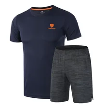 Летние быстросохнущая футболка шорты дышащий костюм для Для мужчин Повседневное Для мужчин наборы полиэстер Джерси костюмы