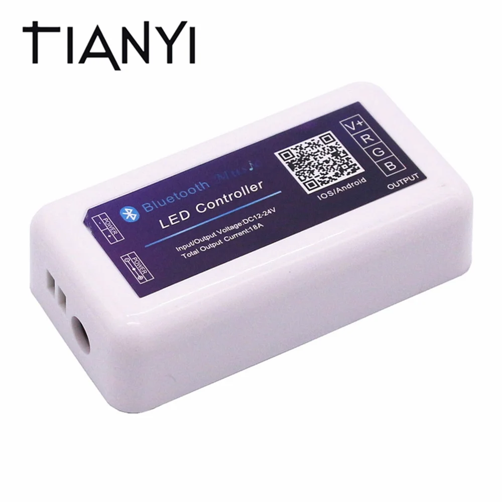 

DC 12V 24V 18A LED Bluetooth Music RGB Controller For SMD 5050 3528 RGB LED Strip Light By Smartphone control