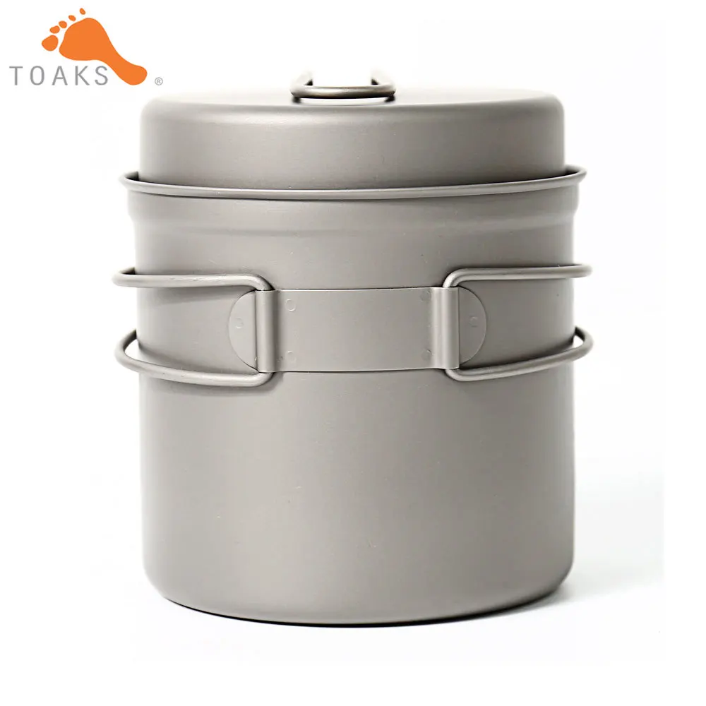 TOAKS CKW-1100 titanio al aire libre Camping Pan Caminar utensilios de cocina mochilero Picnic tazón Pan Pot Set con mango plegable