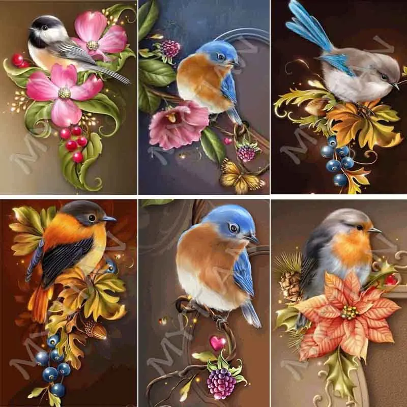 

Full drill resin Square/round "bird&flower"Embroidery pattern Diamond 5D DIY Paintings Cross Stitch Mosaic Rhinestone Home Decor