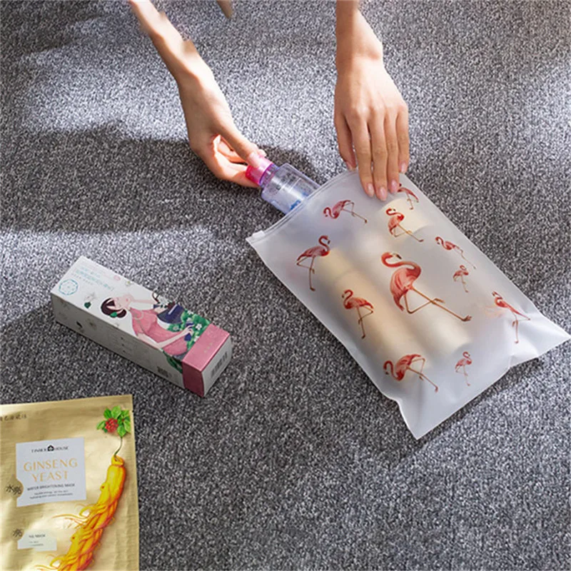 Vogvigo Transparent Cosmetic Bag Flamingo Travel Makeup Case Women Make Up Bath Organizer Storage Pouch Toiletry Wash Beauty Box