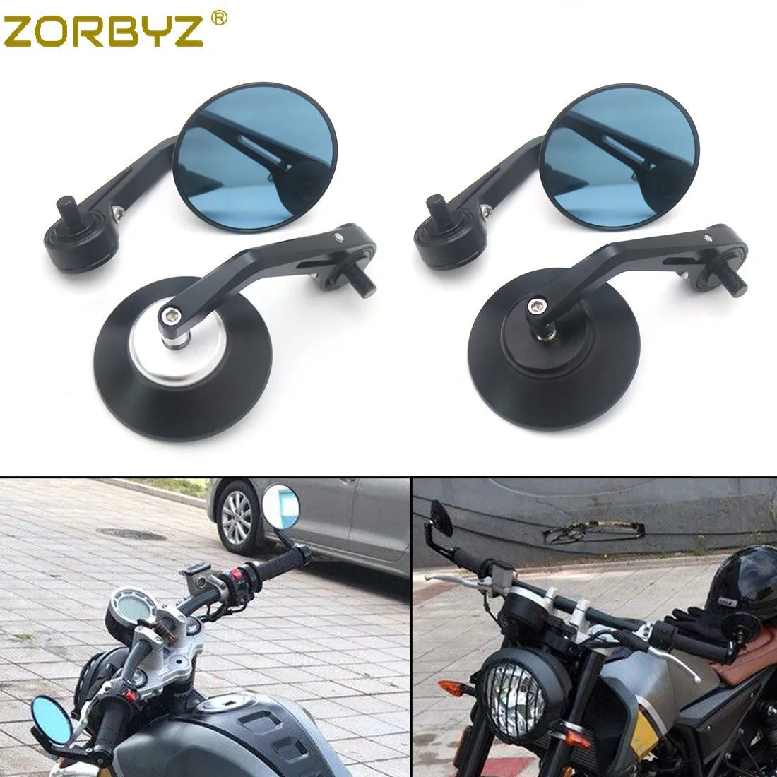 

ZORBYZ Motorcycle Black CNC Aluminium Round Handlebar end Side Mirror 10mm thread inside Fit For Aprilia CR150