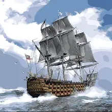 Пейзажная картина с кораблем, масляная краска, картина по номерам, сделай сам, картина, рисование, раскраска на холсте, живопись вручную, настенная краска 16x20in