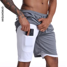 GYMOHYEAH, мужские шорты 2 в 1, двухслойные, мужские, s, для фитнеса, бодибилдинга, дышащие, быстросохнущие, короткие, для тренажерного зала, мужские повседневные шорты для бега
