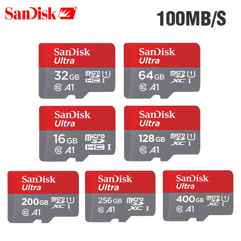 Двойной Флеш-накопитель SanDisk Ultra карты памяти 200 ГБ 128 Гб 64 ГБ 32 ГБ оперативной памяти, 16 Гб встроенной памяти, 8 Гб microSDHC/micro SDXC UHS-I картой micro SD объемом 98 МБ/с. TF карта для смартфона