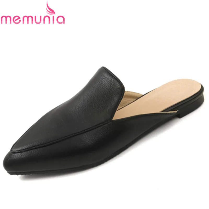

MEMUNIA 2018 fashion spring summer ladies shoes pointed toe casual women mules shoes flat with slippers plus size 33-46