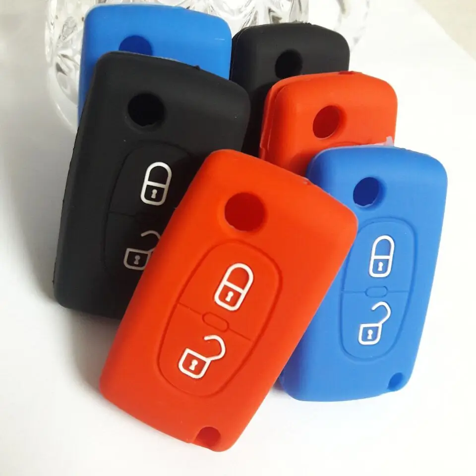 

Rubber Cover Replacement For Citroen Flip Remote Control Silicone Holder Case C2 C3 C8 2Button Car Keyless