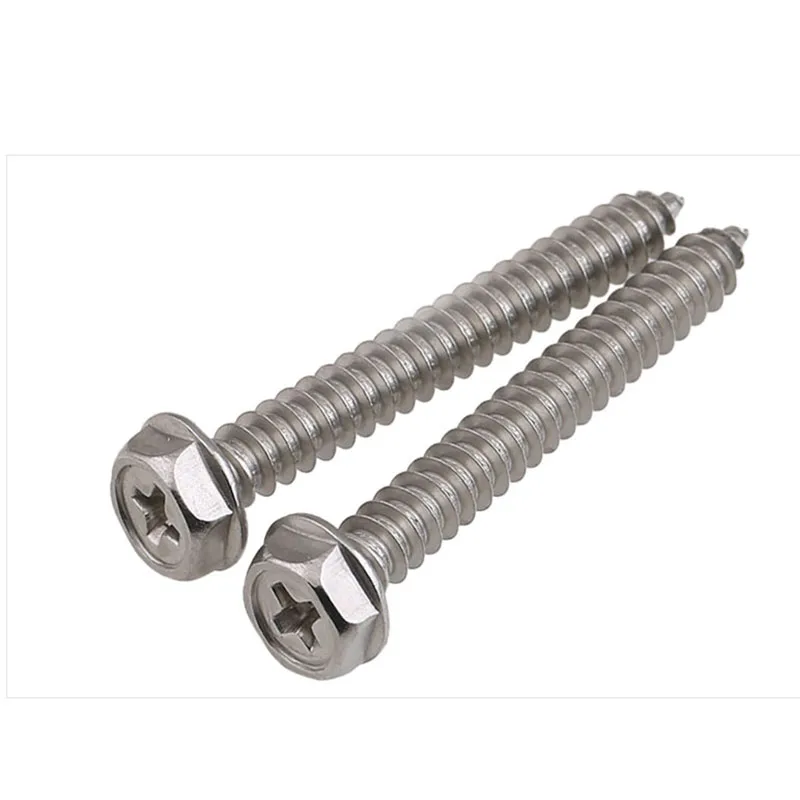 304 Stainless Steel Cross Hex Self tapping Screw Tip Tail Tip Self
