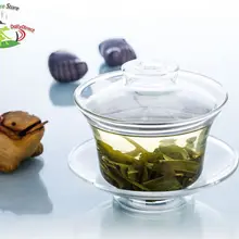 1х Высококачественная чайная супница из жаропрочного прозрачного стекла Gongfu 165 мл, чайный горшок, чашка для воды, маленький чайный горшок с блюдцем и крышкой(Gaiwan