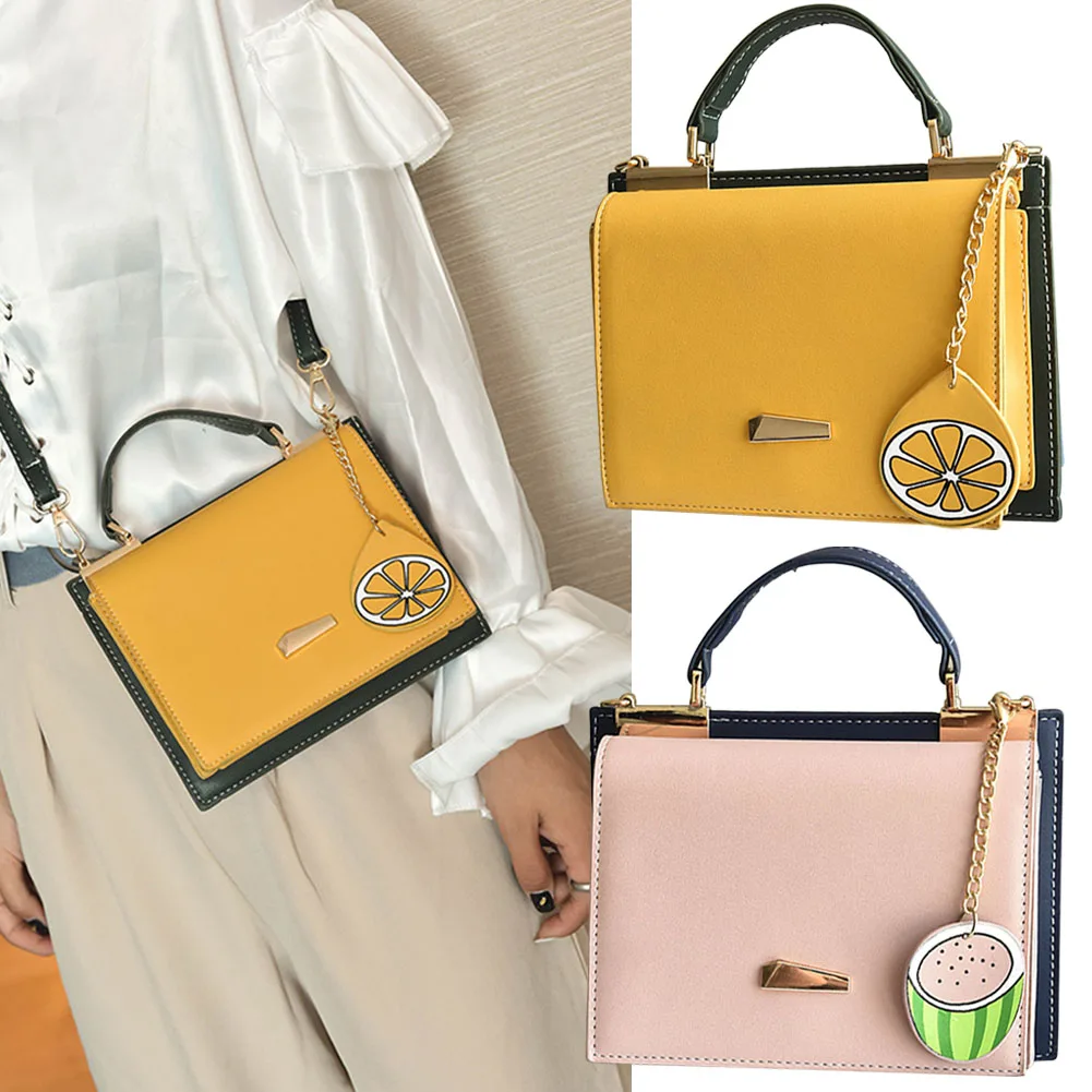 

2019 New Fashion Cute Women Shoulder Bag PU Solid Color Double Side Detachable Strap Handbag with Dangle WML99