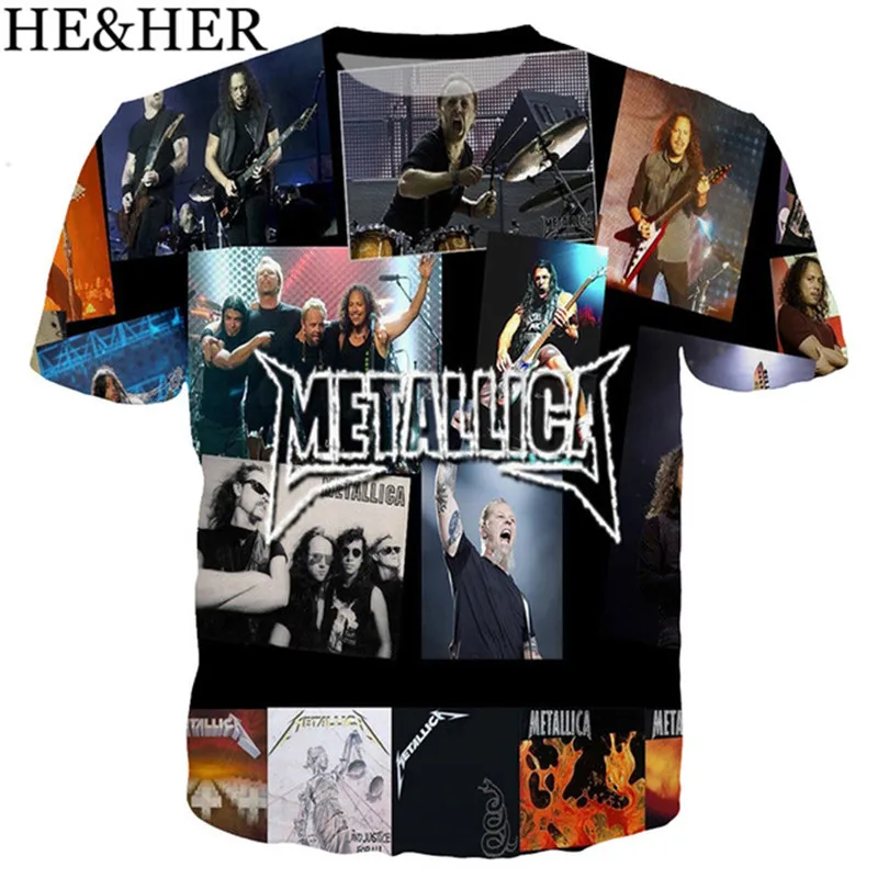 Новая модная футболка в стиле панк рок Metallica футболки с 3D принтом короткими