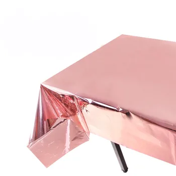 

Rose Gold Table Cloth Foil Glitter Table Cloth Rectangular Tablecloth Wedding Birthday Disposable PVC Table Cloth Waterproof